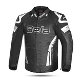 Bela Rocket Men Leather Motorcycle Jacket Black/White