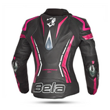 Bela Rocket Lady Motorcycle Leather Jacket Black/Pink