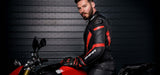 SHIMA CHASE MOTORCYCLE LEATHER JACKET BLACK RED