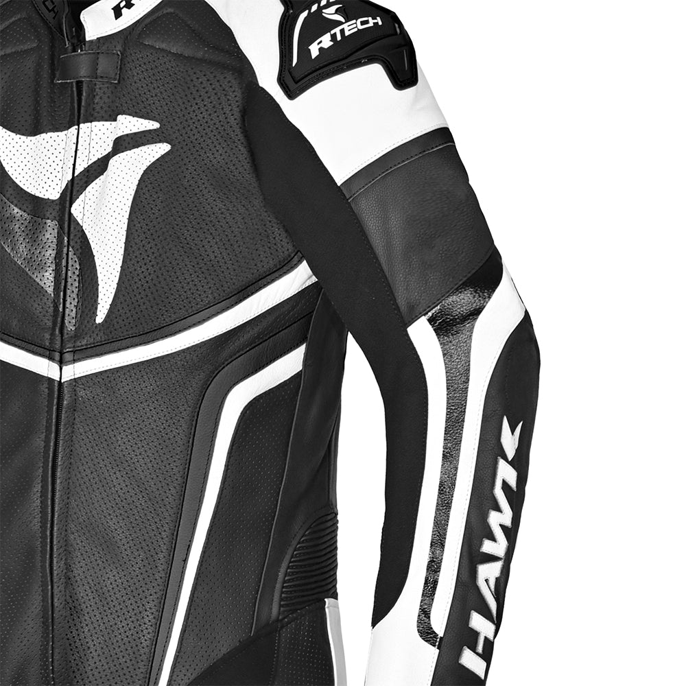 R Tech Hawk 1PC Motorcycle Racing Leather Suit Black White