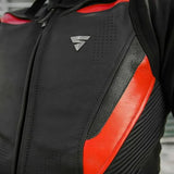SHIMA CHASE MOTORCYCLE LEATHER JACKET BLACK RED