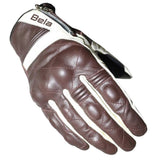 BELA - BROWN/WHITE MOBSTER LEATHER GLOVE - SECURTEX MOTOR SL (t/a MaximoMoto)