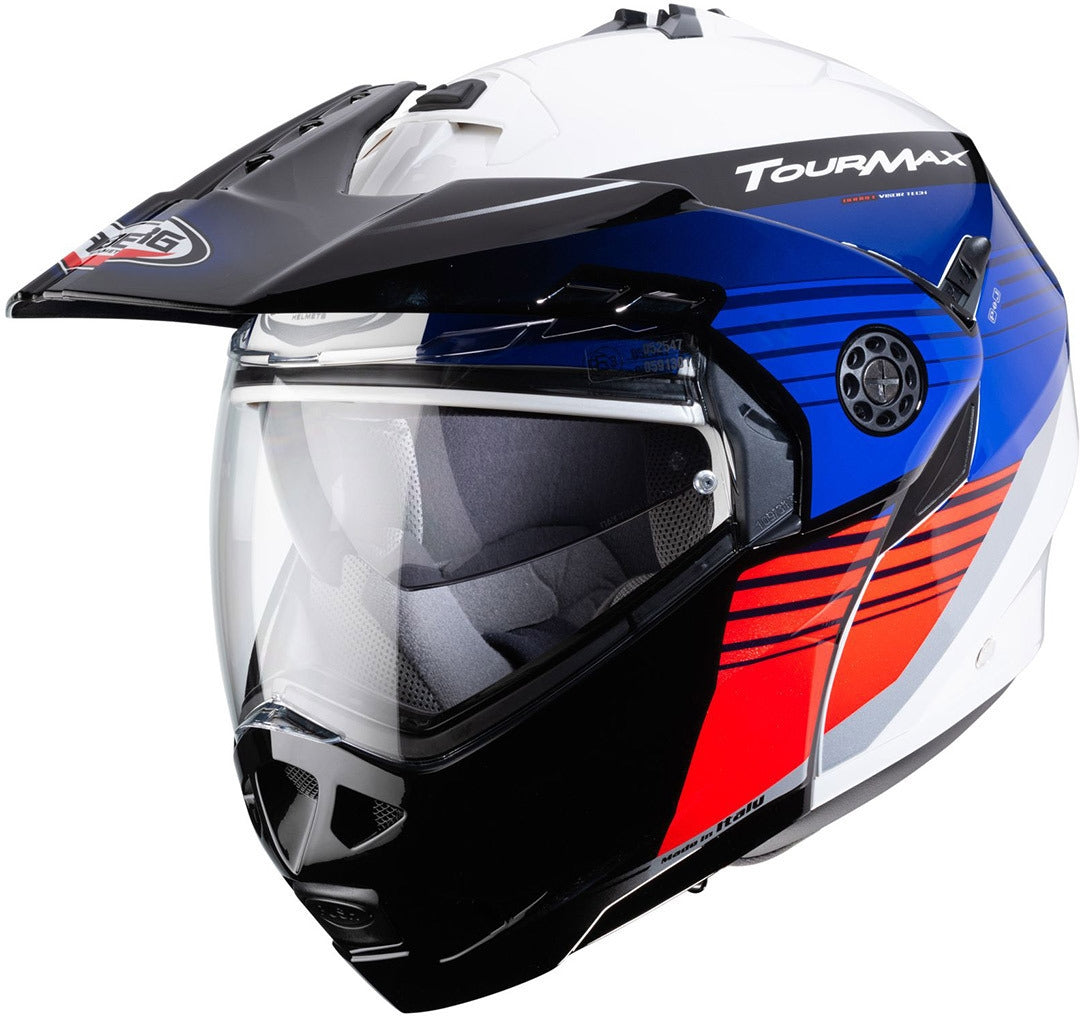 CABERG-Helmet Tourmax Titan WHITE/BLUE/RED - SECURTEX MOTOR SL (t/a MaximoMoto)