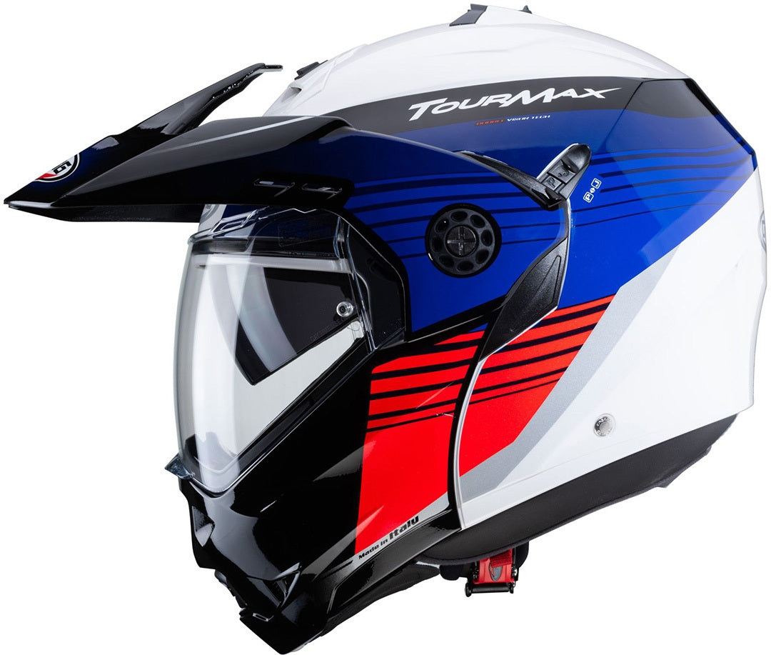 CABERG-Helmet Tourmax Titan WHITE/BLUE/RED - SECURTEX MOTOR SL (t/a MaximoMoto)