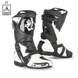 BELA RACE PRO MOTORCYCLE RACING LEATHER BOOTS BLACK WHITE