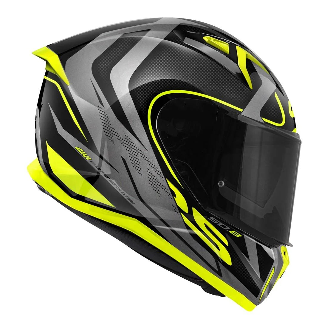 GIVI 50.8 Racer Full Face Motorcycle Helmet Black Titanium Yellow
