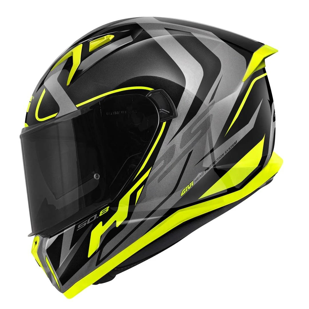 GIVI 50.8 Racer Full Face Motorcycle Helmet Black Titanium Yellow