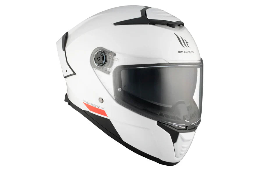 MT Thunder 4 SV Solid A0 Touring Motorcycle Full Face Helmet White Pearl Shiny - SECURTEX MOTOR S.L (t/a MaximoMoto)