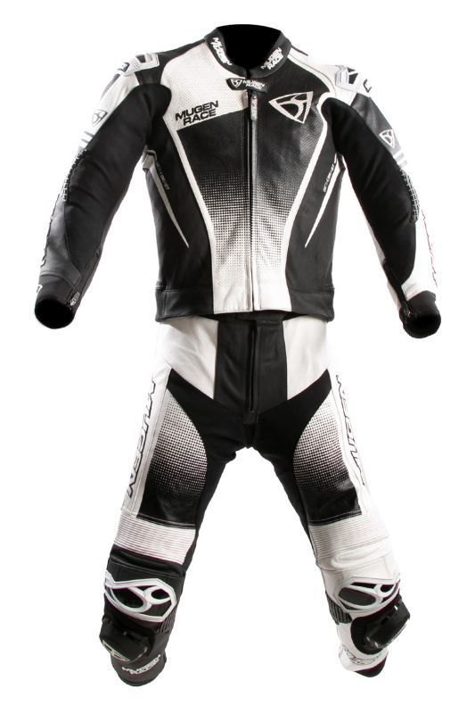 MUGENRACE MNR-2402 SIDEGUN 2 piezas Traje cuero Negro Blanco