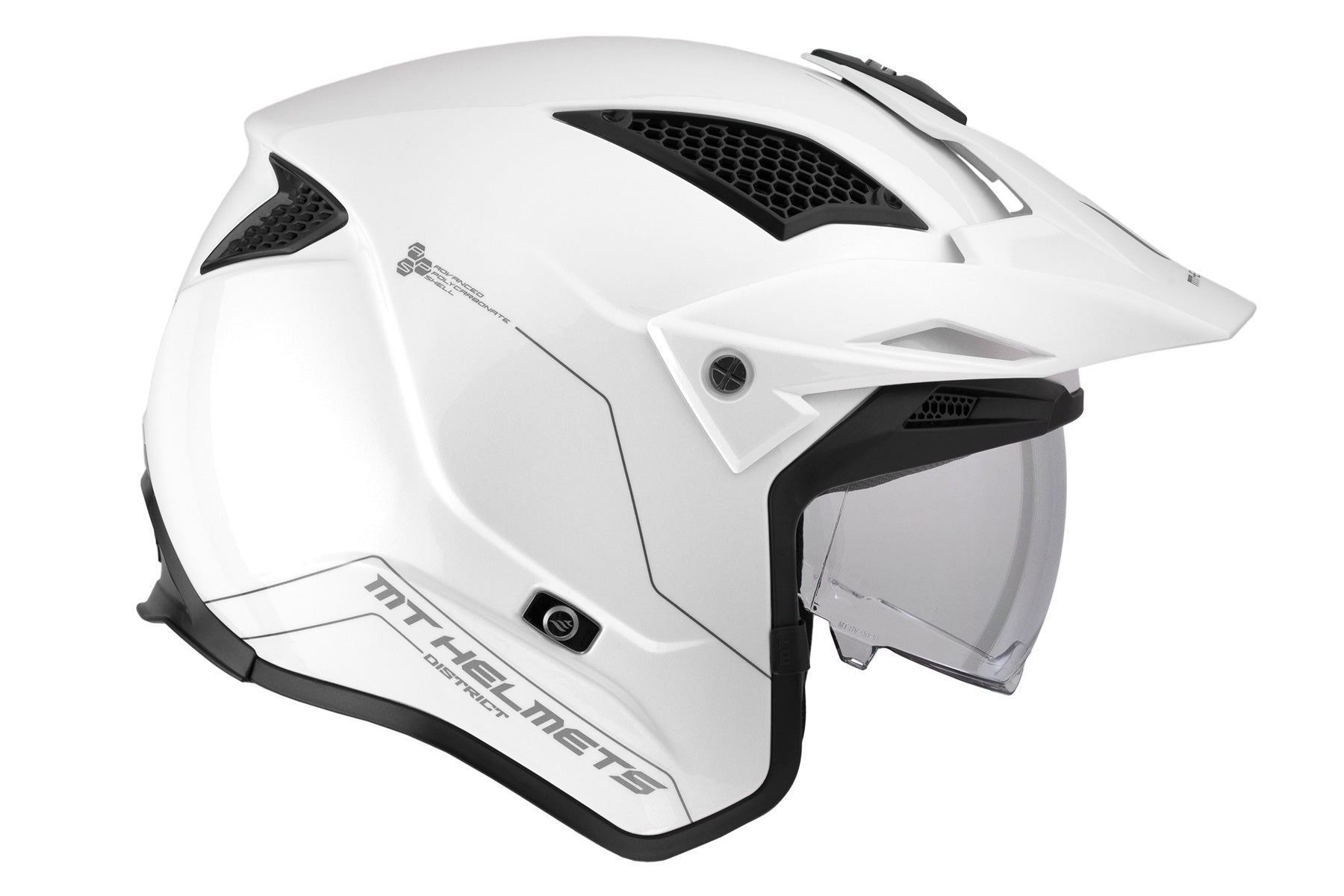 MT District Sv Solid A0 in Gloss White Off-Road Motorcycle Helmet
