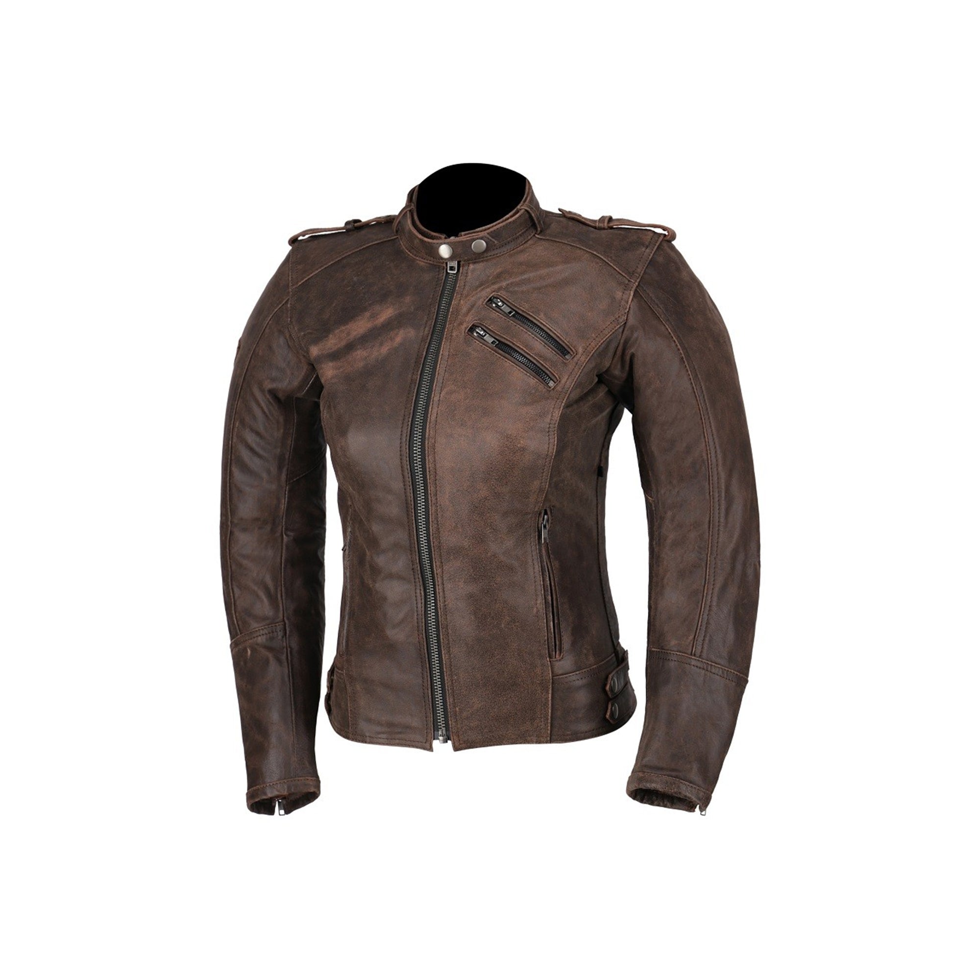 R-TECH - Bold Lady Brown Leather Jacket - SECURTEX MOTOR SL (t/a MaximoMoto)