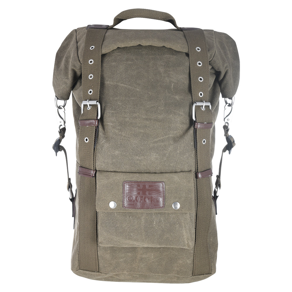 Oxford Heritage Back pack Khaki 30L Motorcycle Style - MaximomotoUK