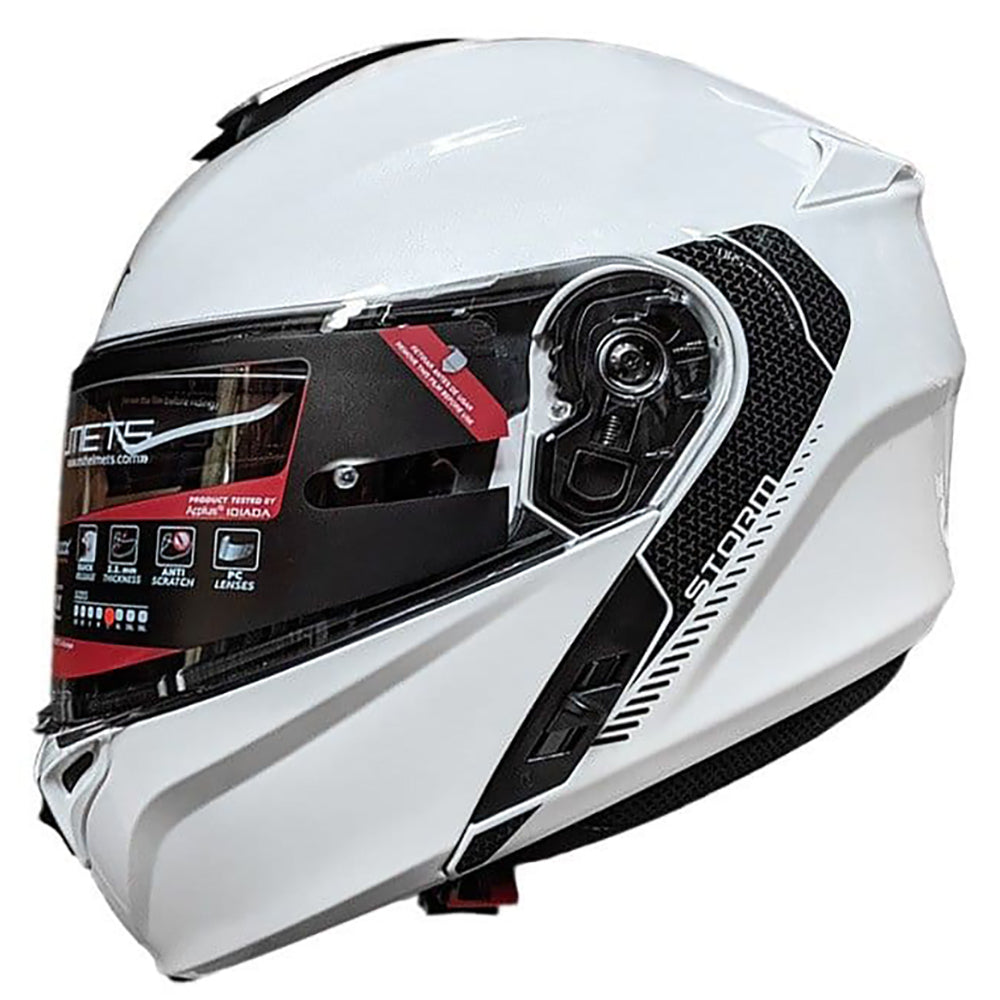MT Storm Solid Pearl White Flip up Motorbike Helmet