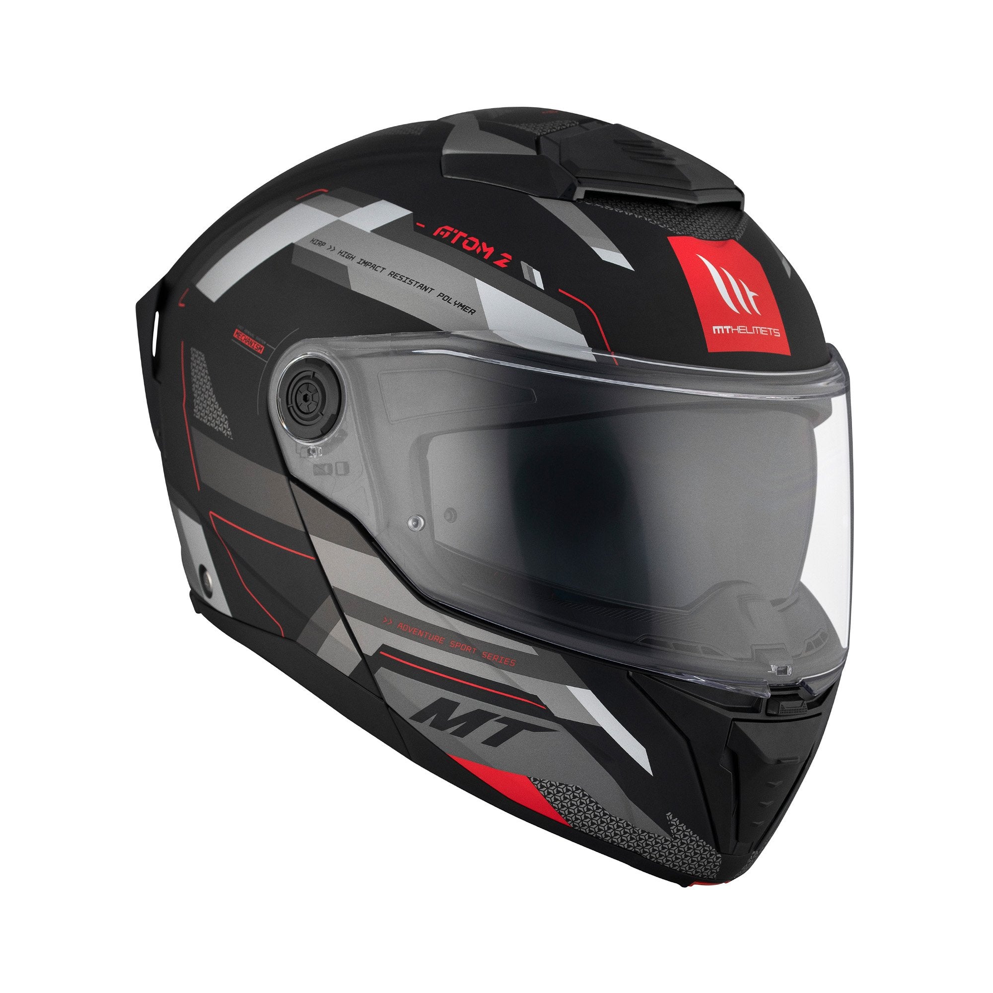 MT Atom 2 Bast D5 Matt Black Grey Flip up Helmet