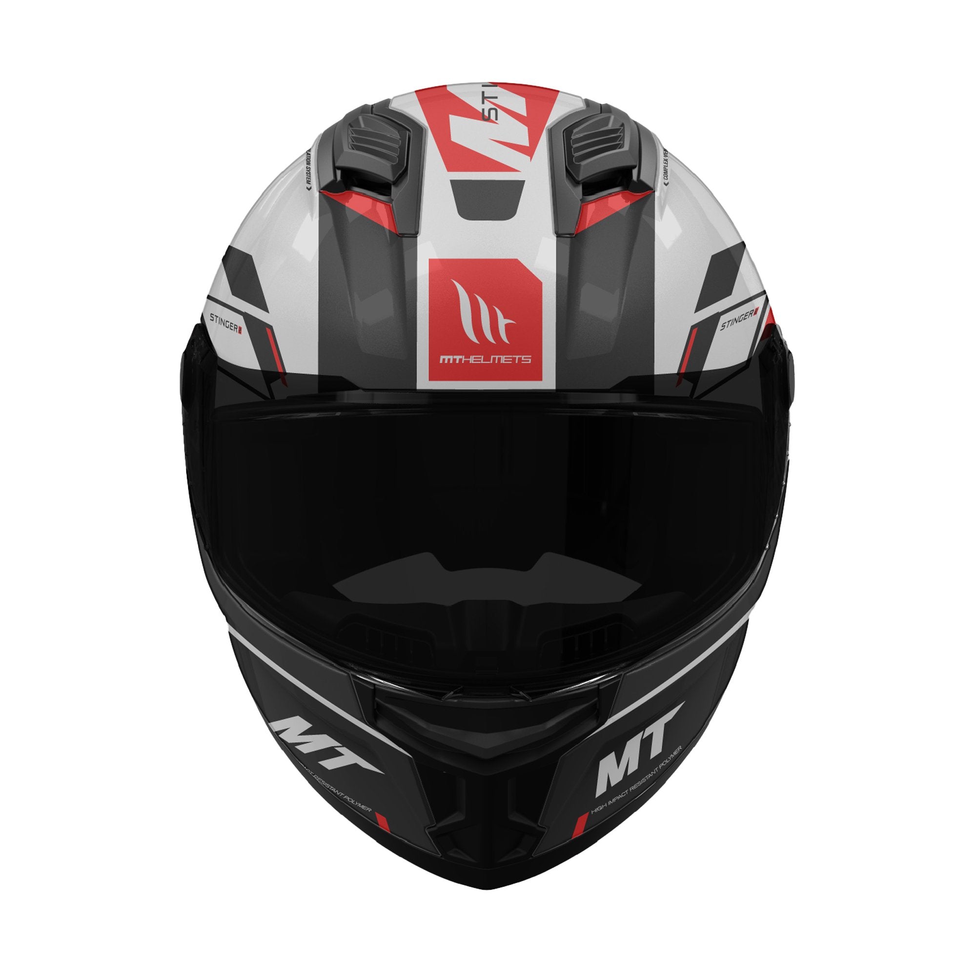 MT Stinger 2 Gloss Black White Red Motorcycle Helmet