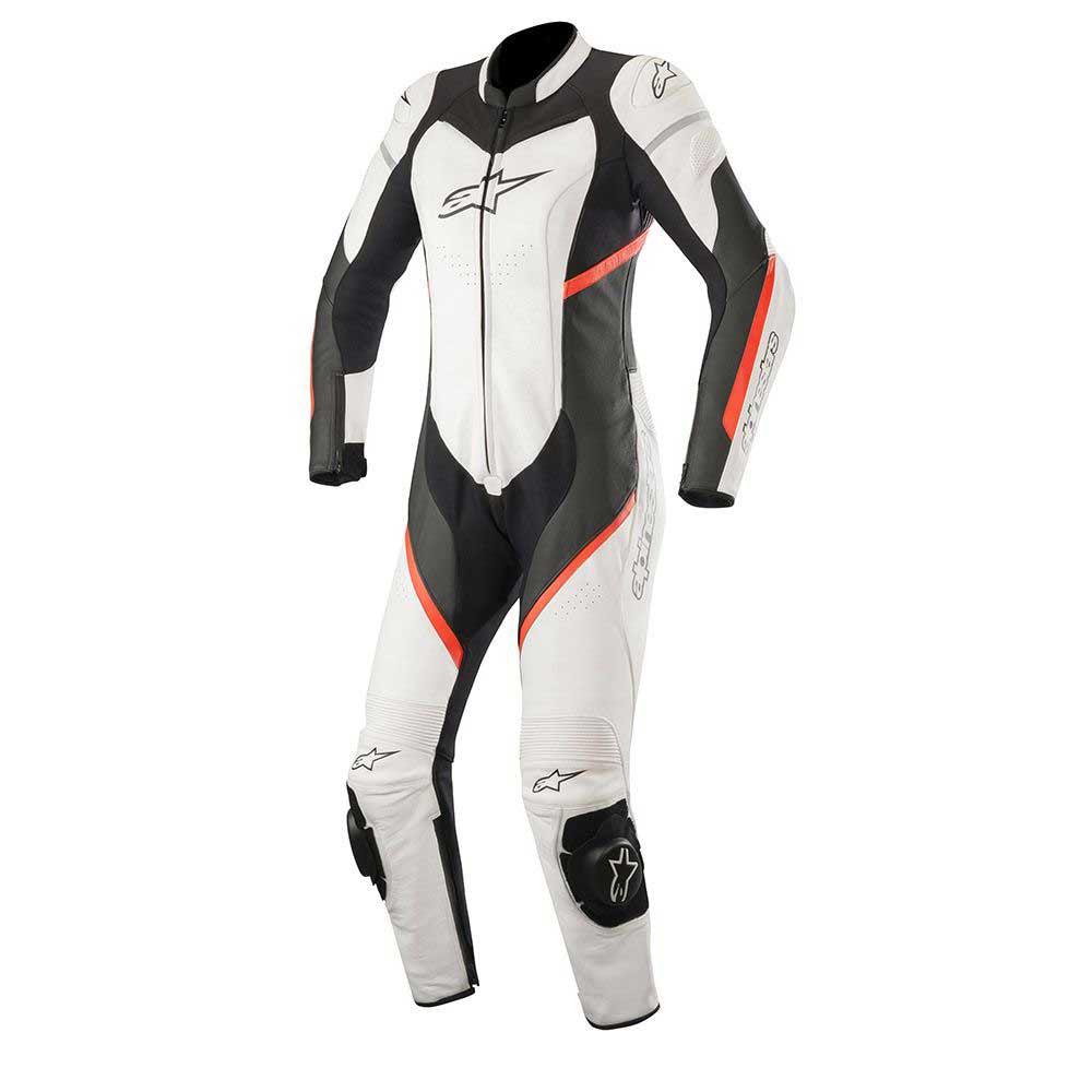 Alpinestars Stella Kira 1 Piece Leather Suit Black White & Red Fluo images