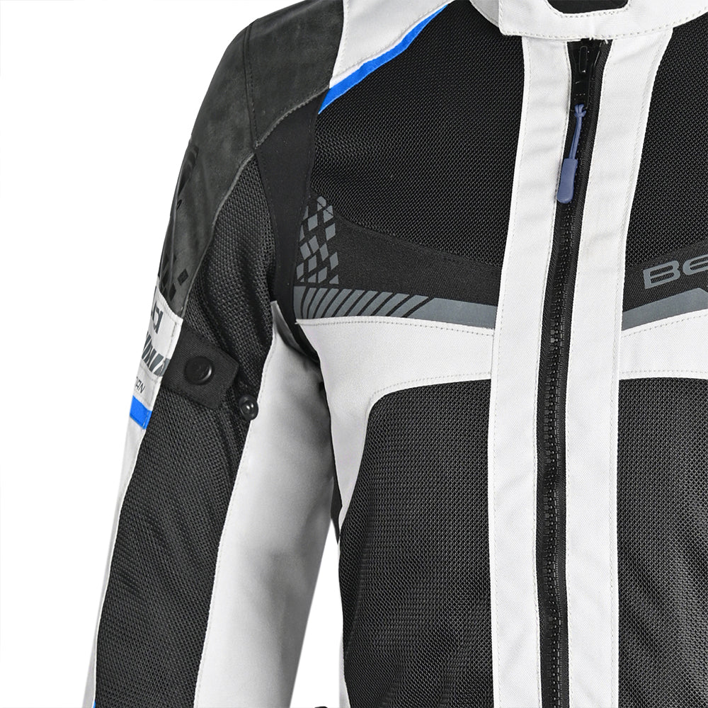 BELA Onsaker Motorcycle Textile Jacket - White Black Blue