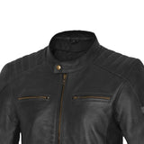 Bela Stark Motorcycle Leather Jacket Black Gray