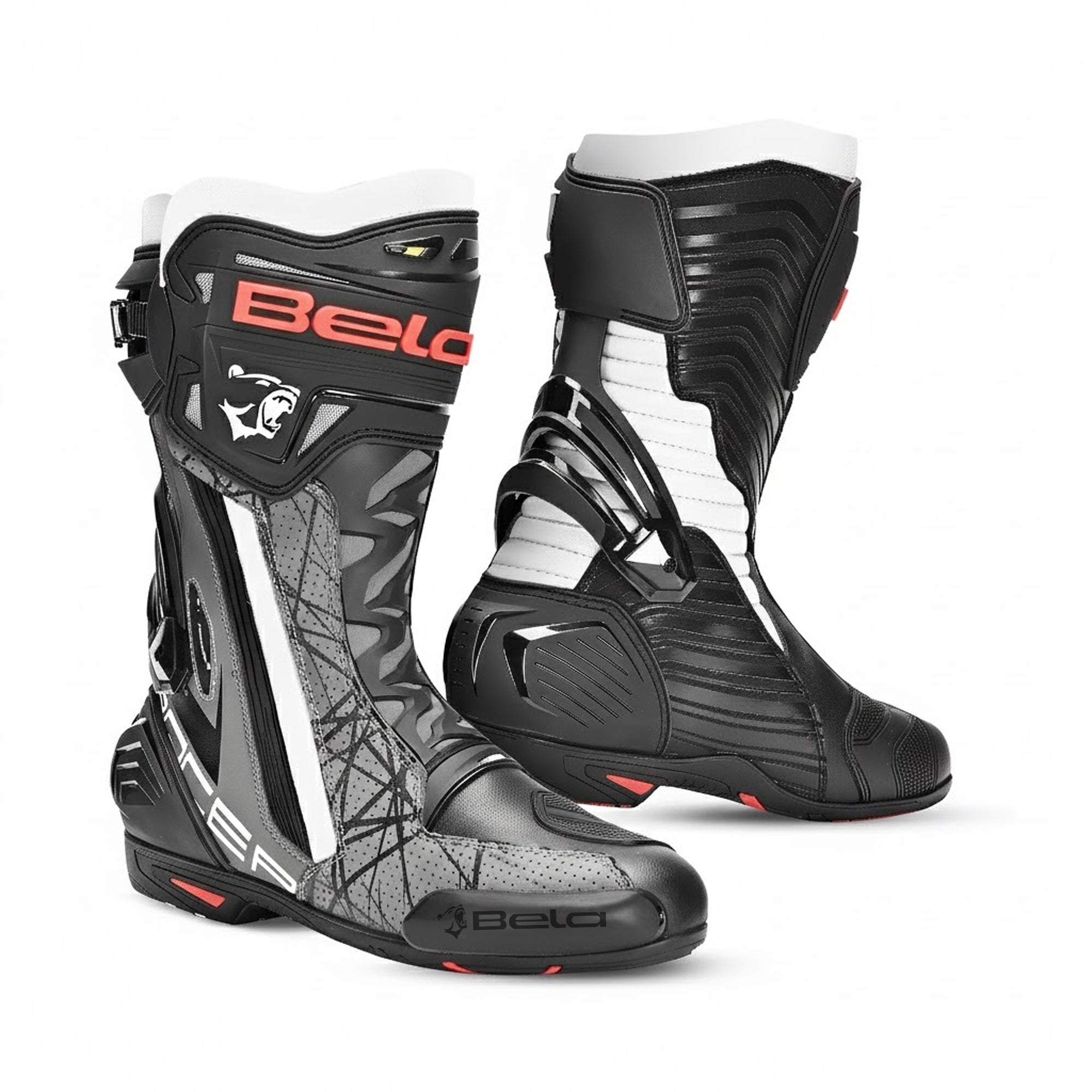 BELA AIR RIDER GP-1 MOTORCYCLE RACING BOOT BLACK GREY