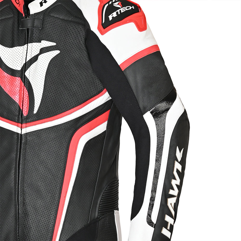 R Tech Hawk 1PC Motorcycle Racing Suit Black White Red