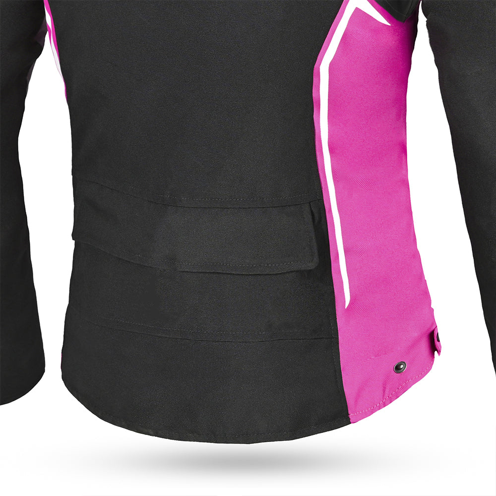 BELA Elanur Lady Motorcycle Textile Touring Jacket Black Grey Pink