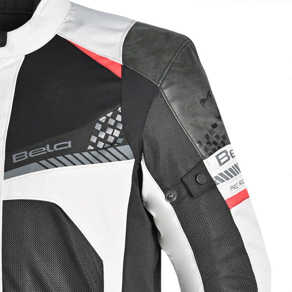 BELA Onsaker Motorcycle Textile Jacket - White Black Red - DELIVERY WITHIN 8 WEEKS