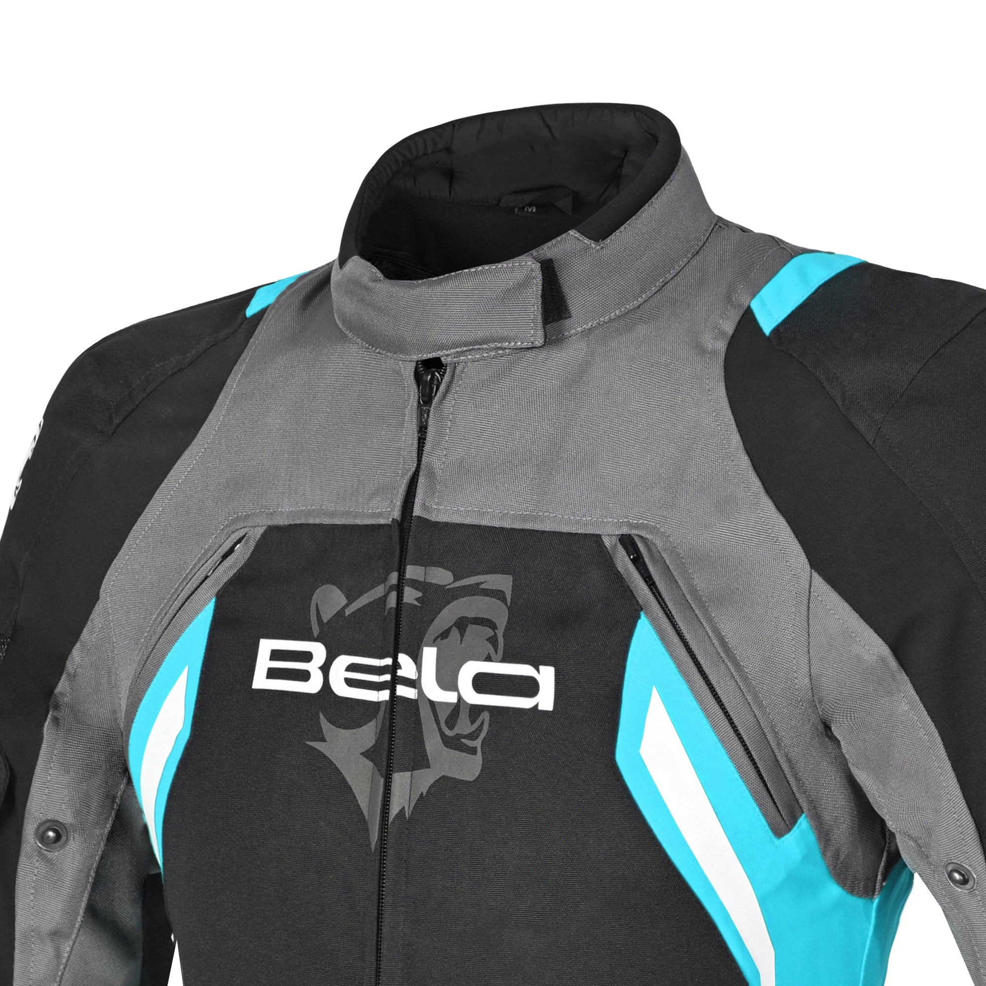 BELA Elanur motorbike Textile Lady Jacket Black grey Turquoise