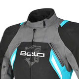 BELA Elanur motorbike Textile Lady Jacket Black grey Turquoise