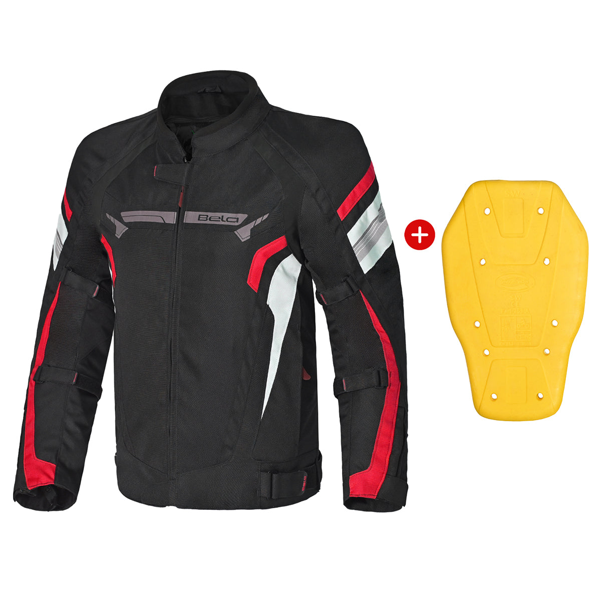 BELA HIGHLAND MAN Textile Motorcycle Jacket Black White Red