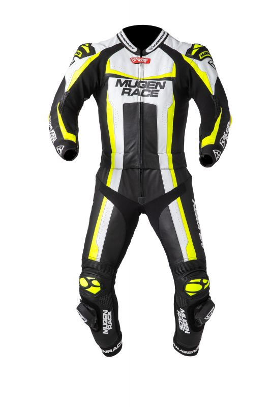 MUGENRACE MNR-1913 Ibrido Traje Cuero Negro Blanco Amarillo - Mono