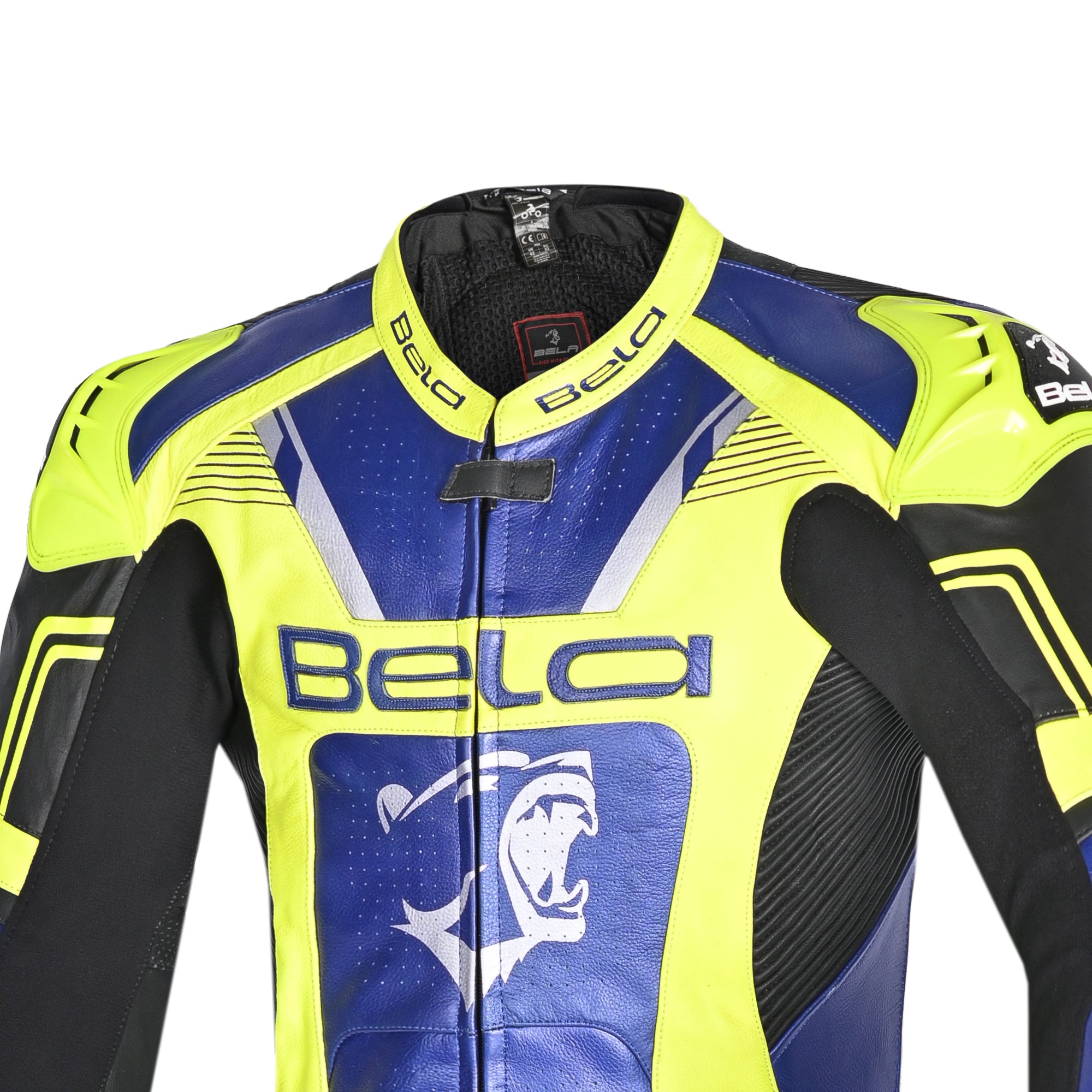 Bela X race - 1 PC Racing leather suit - blue yellow black - MaximomotoUK