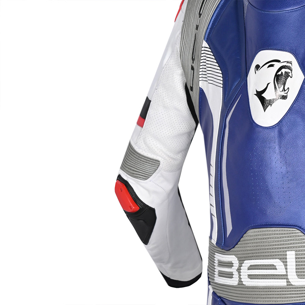 BELA X Race 1PC Motorbike Racing Leather Suit Black White Blue