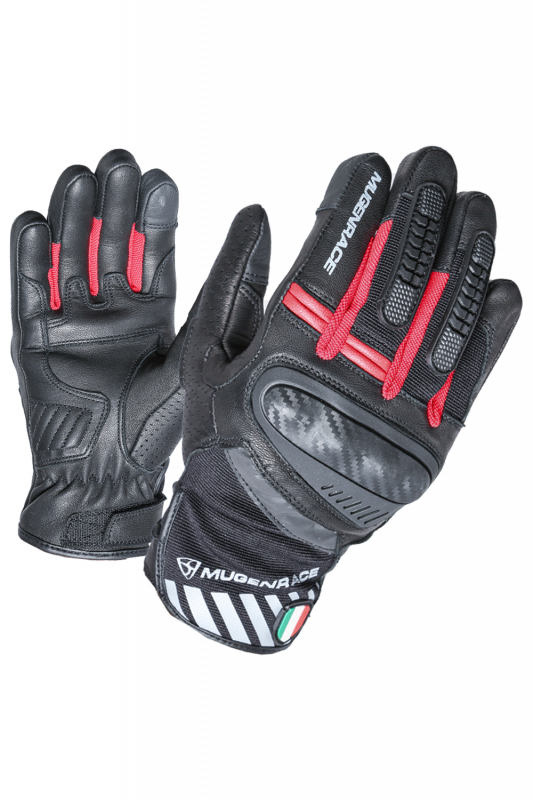 MUGENRACE HAI-KO CORTOS Moto Guantes Negro Rojo