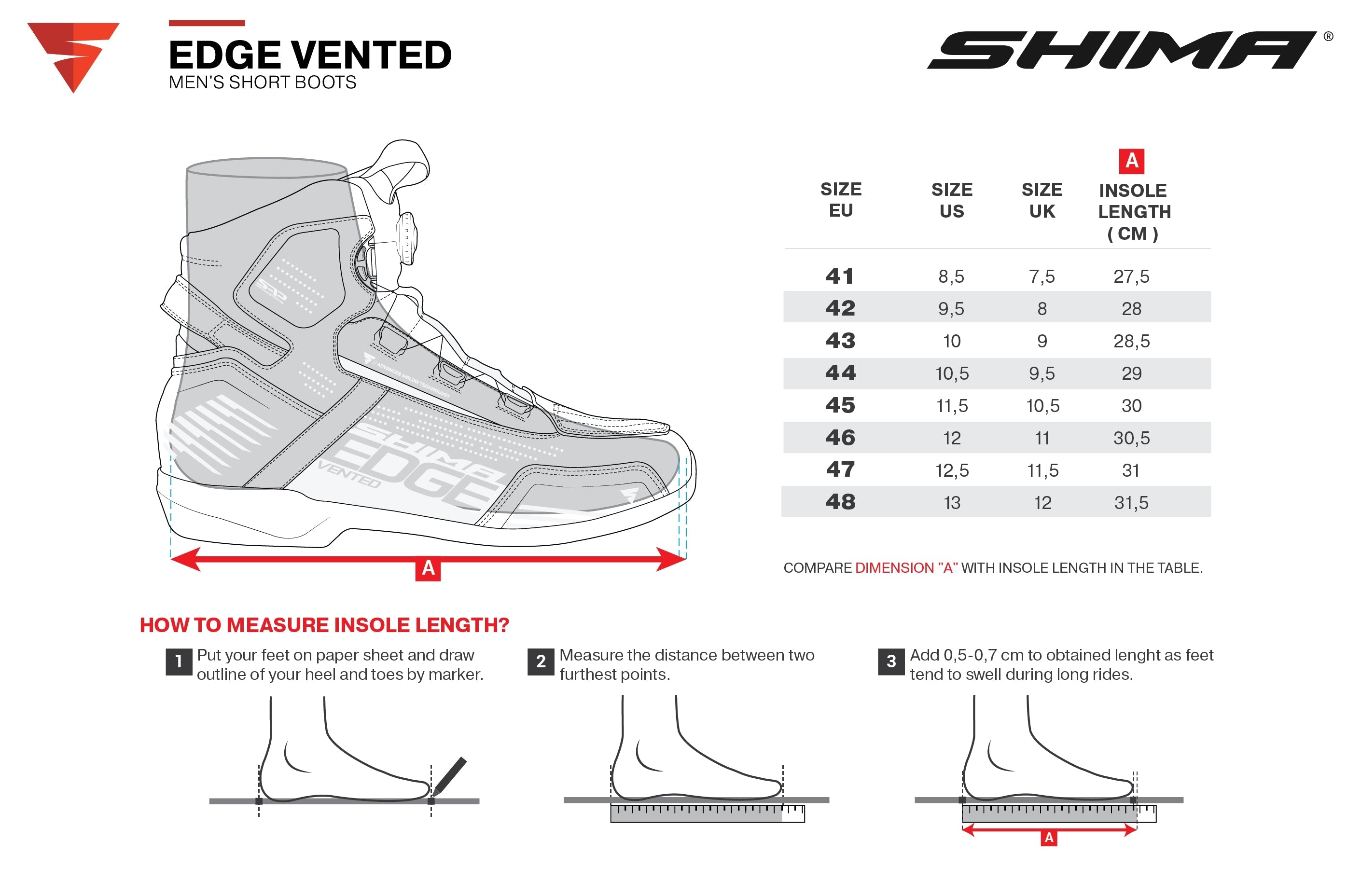 SHIMA EDGE VENTED BOOTS RED - SECURTEX MOTOR SL (t/a MaximoMoto)