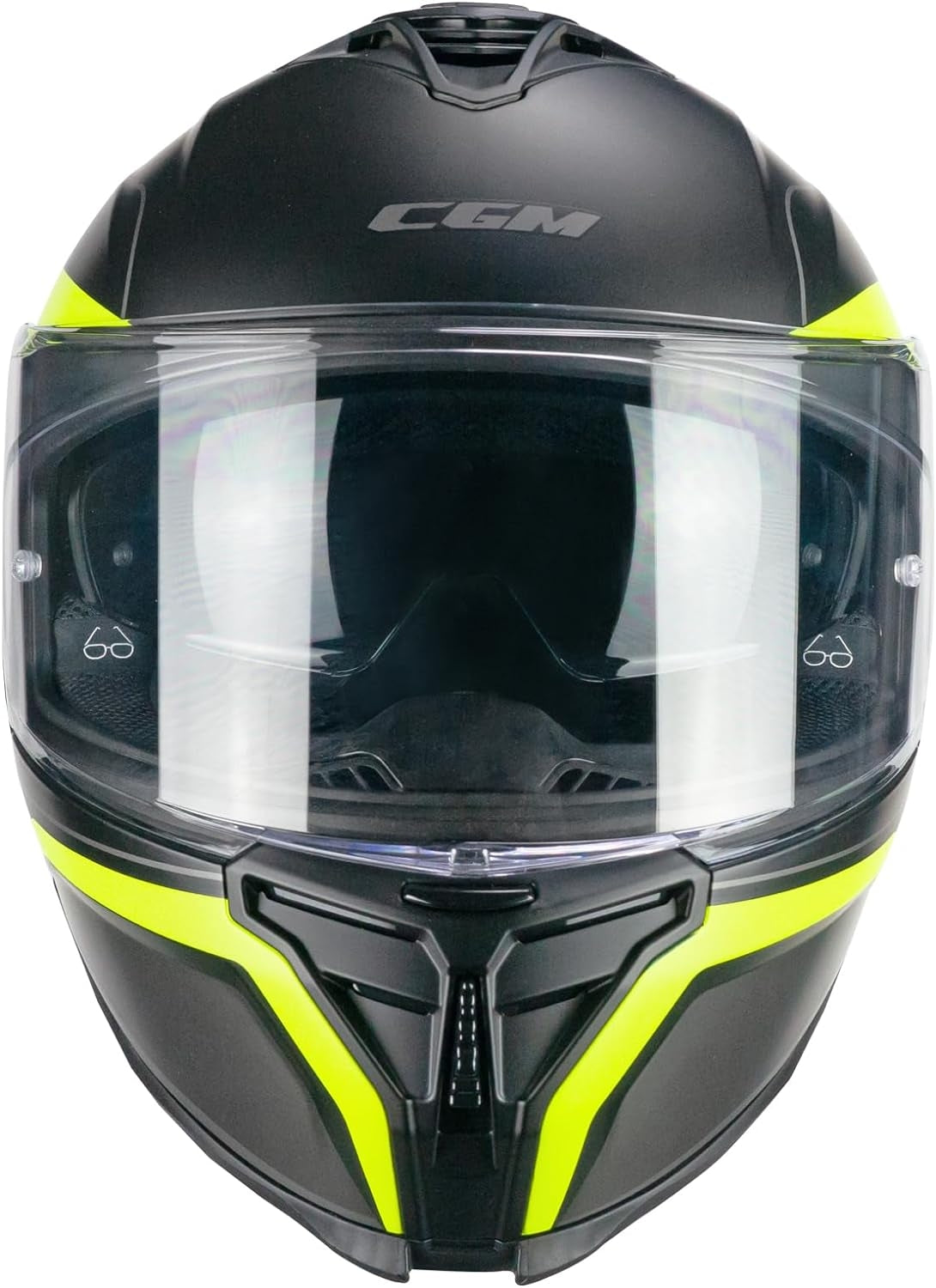 CGM 363 SHOT Integral Moto Casco Negro Amarillo Fluo Mate