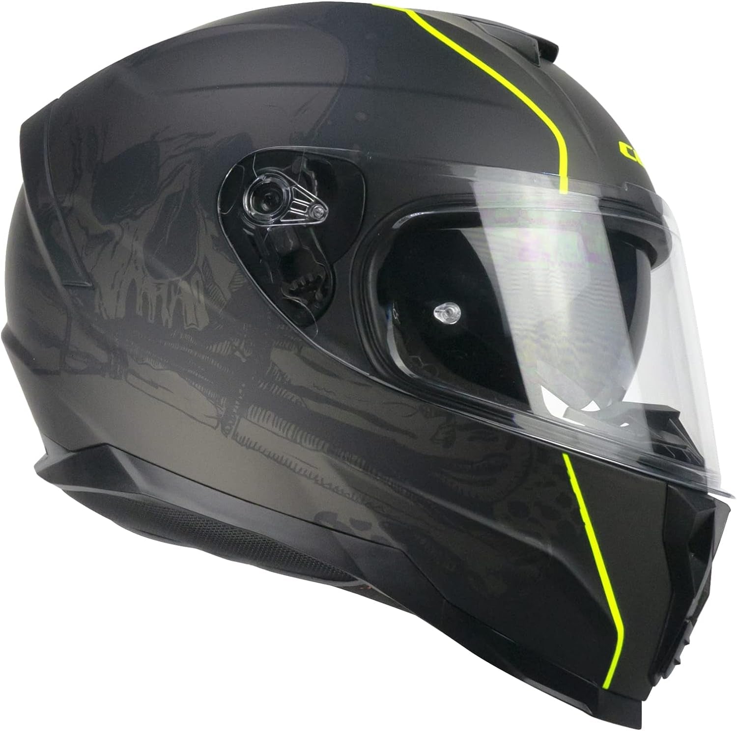 CGM - 321S ATOM SKULL Nero Giallo fluo opaque - SECURTEX MOTOR SL (t/a MaximoMoto)