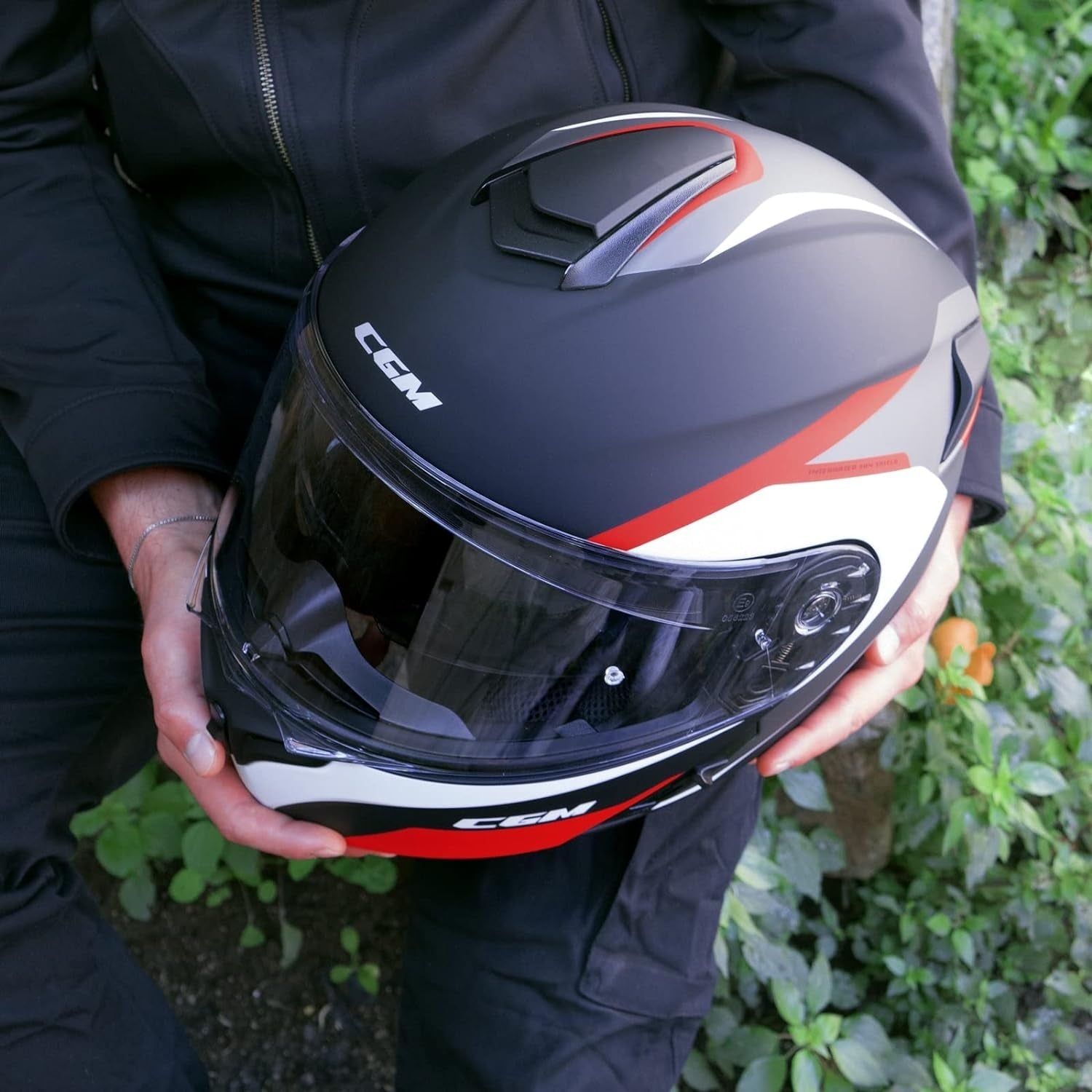 CGM - 568G BER DRESDA Modular Casco Nero Rosso opaco