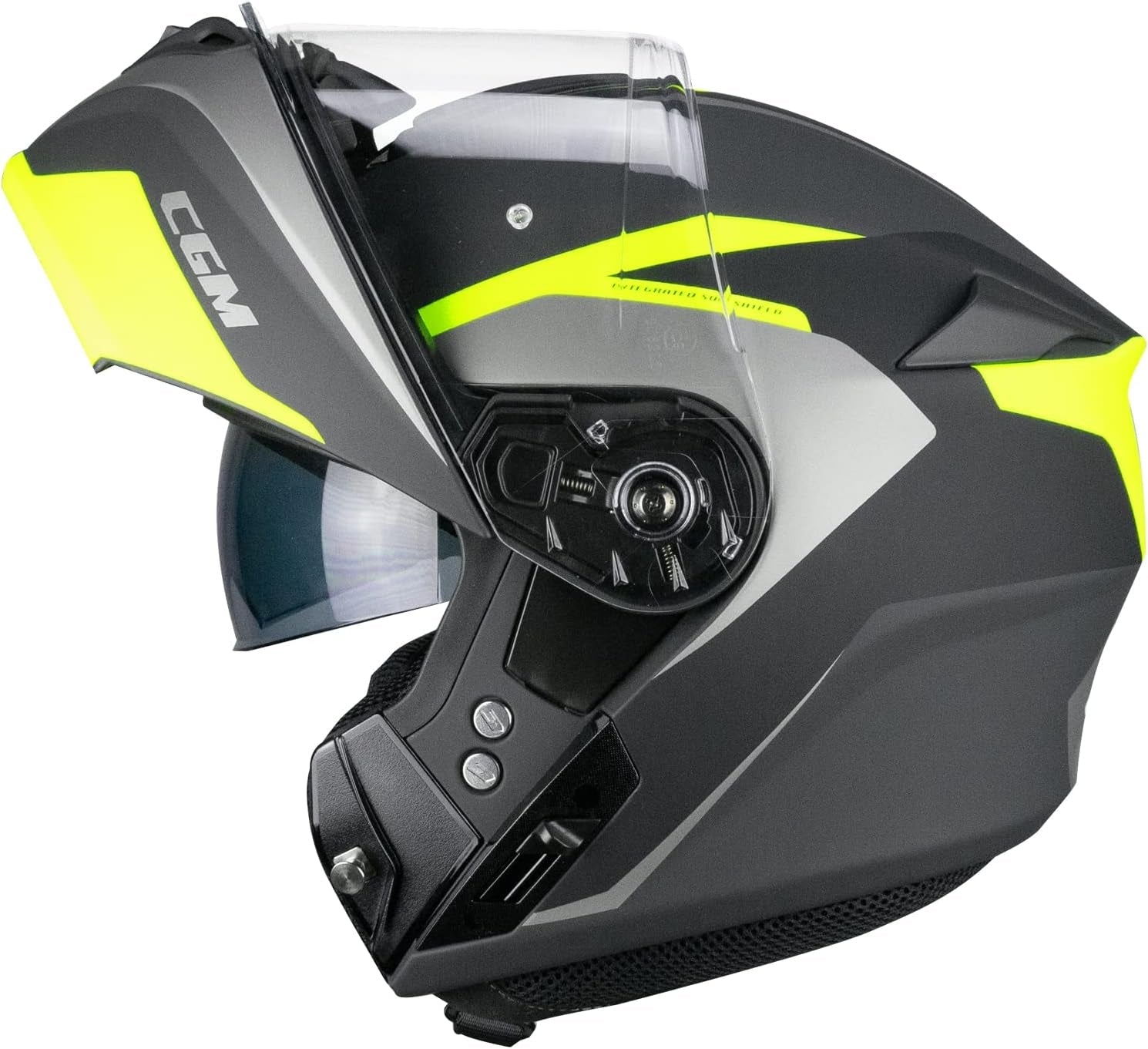 CGM 568S BER grafito Modular Casco moto touring Grafite Giallo fluo opaco