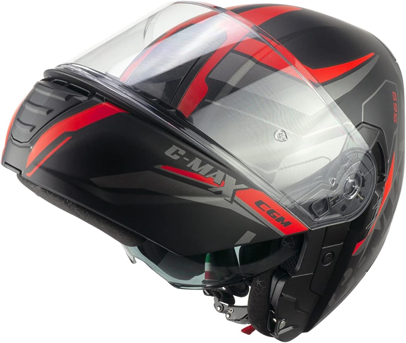 CGM 569G C-MAX CITY Modular Casco Motociclismo Nero Rosso opaco