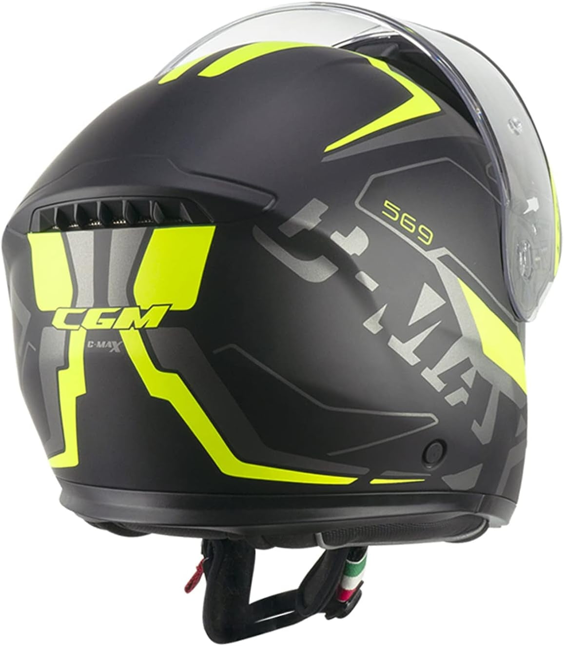 CGM - 569G C-MAX CITY Modular Casco Nero Giallo fluo opaco