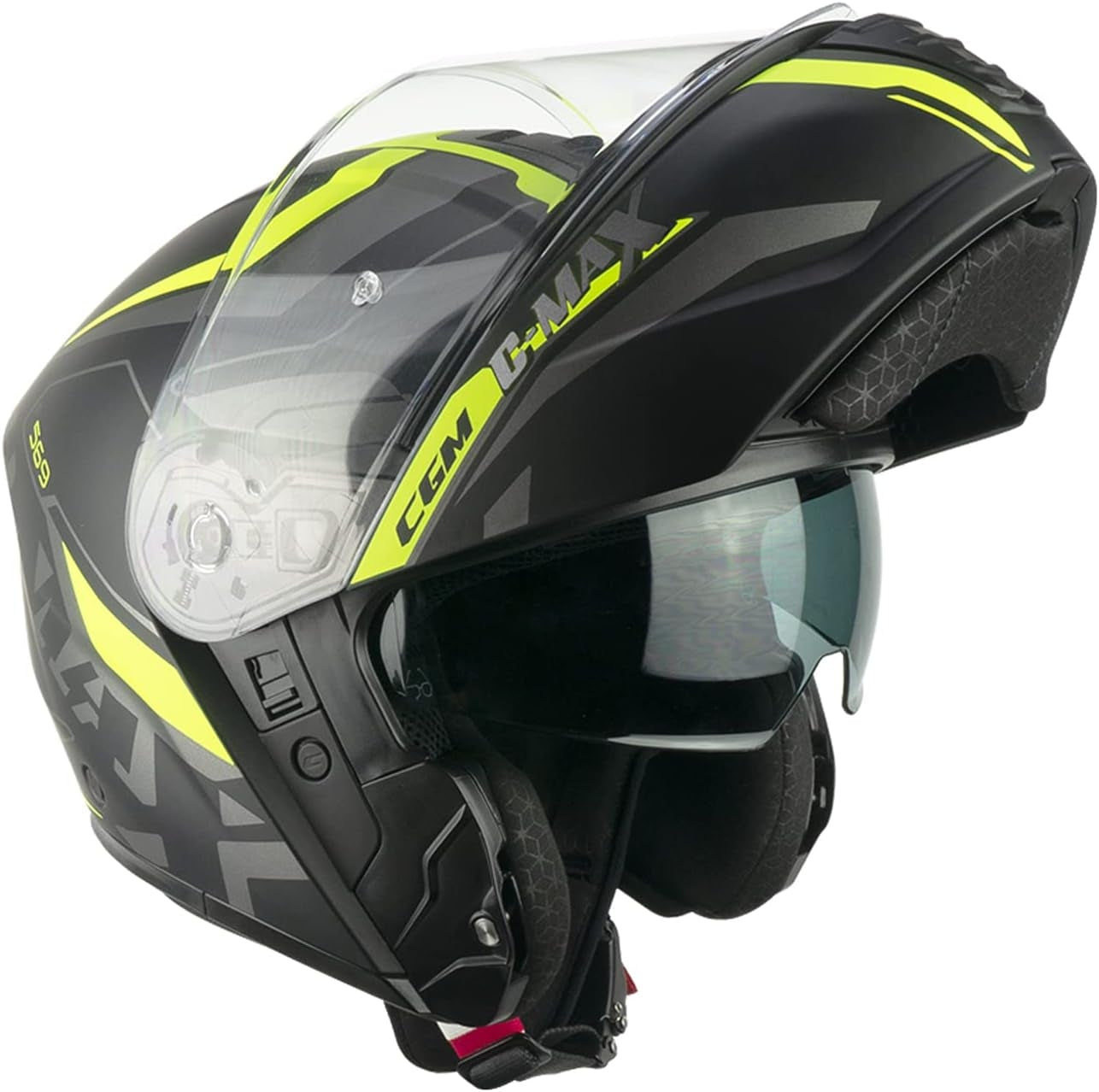 CGM - 569G C-MAX CITY Modular Casco Nero Giallo fluo opaco