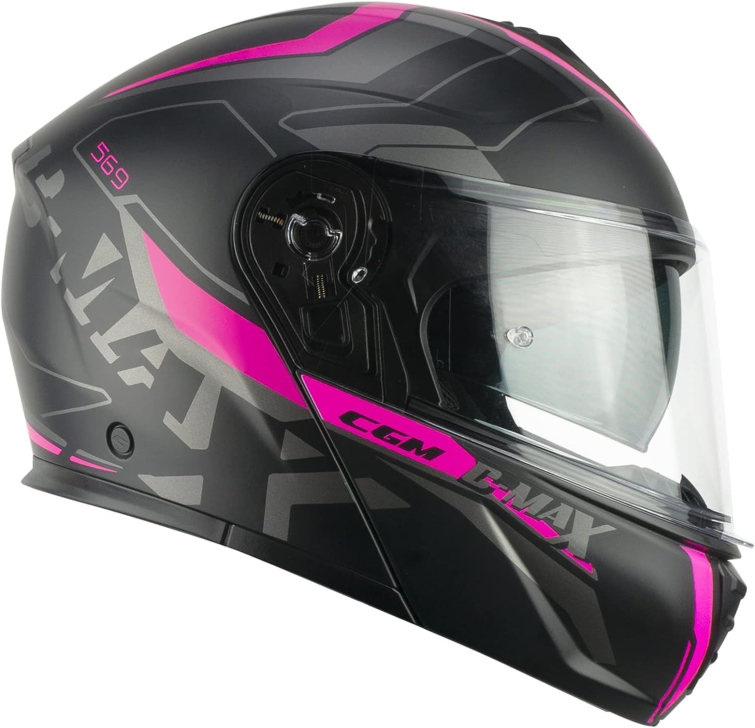 CGM 569G C-MAX CITY Modular Casco Nero Fucsia fluo opaco