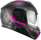 CGM 569G C-MAX CITY Modular Casco Nero Fucsia fluo opaco