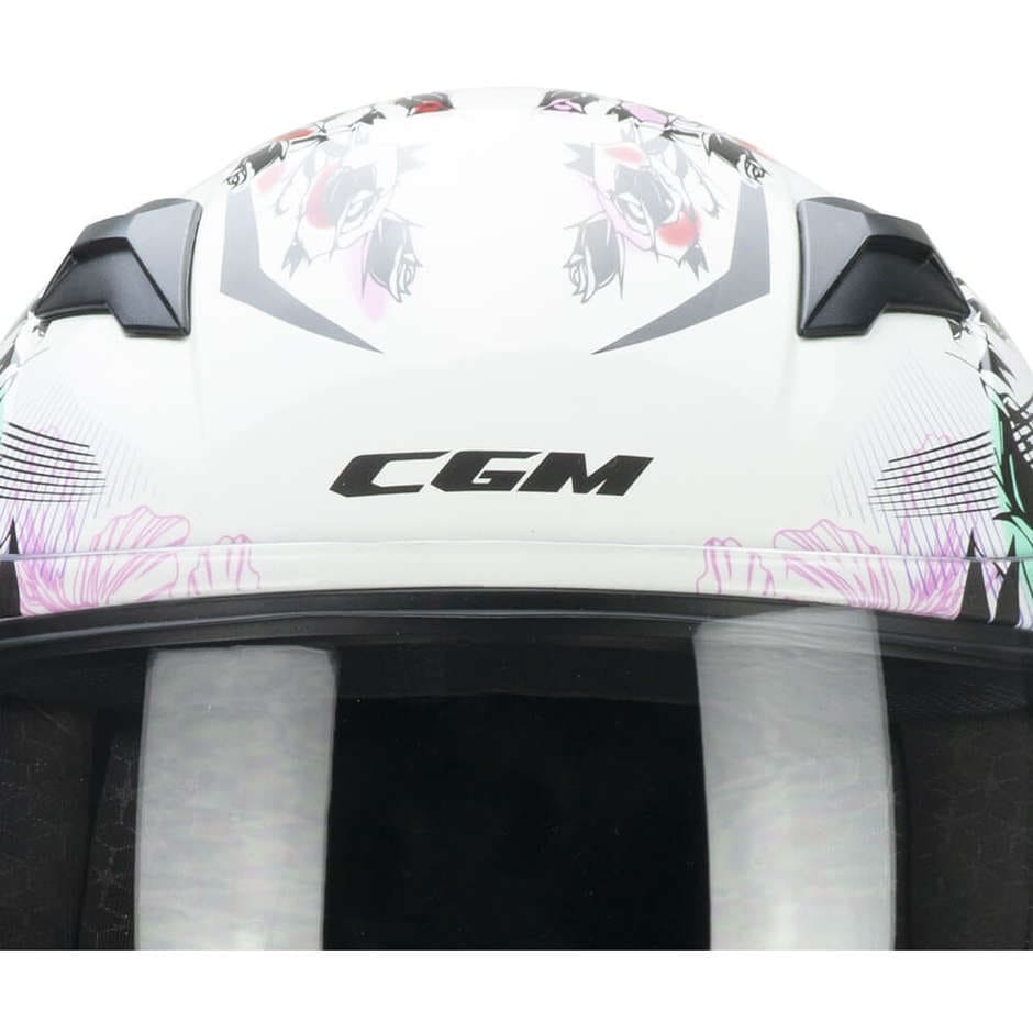 CGM 265S LUCKY MUSIC Moto Integral Casco Blanco Rosa