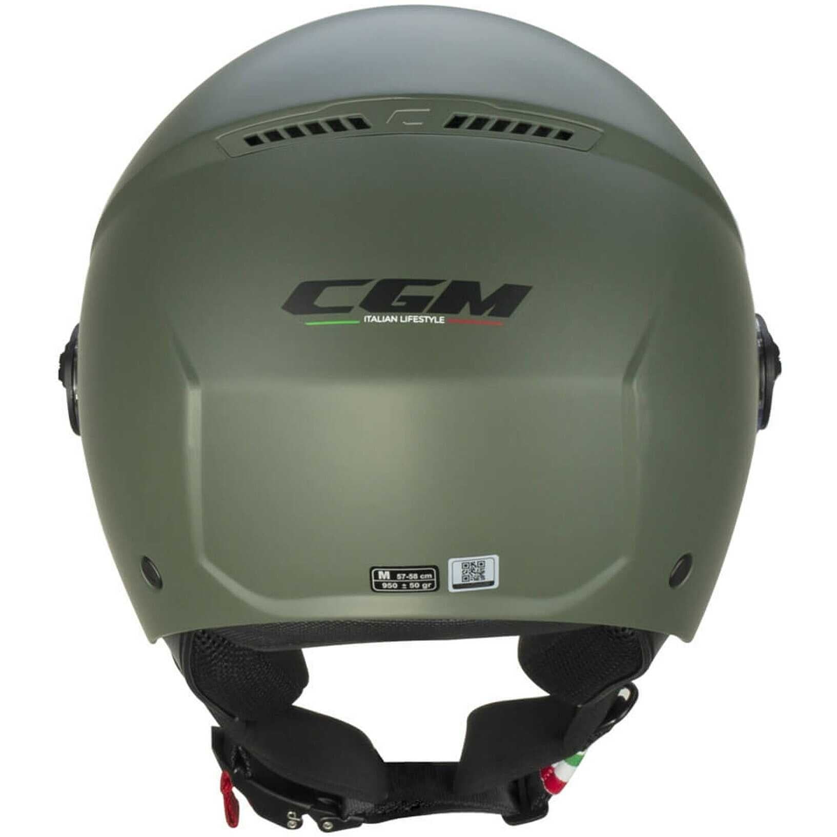 CGM 167A MONO Casco jet de cara abierta Verde mate Ece 22.06