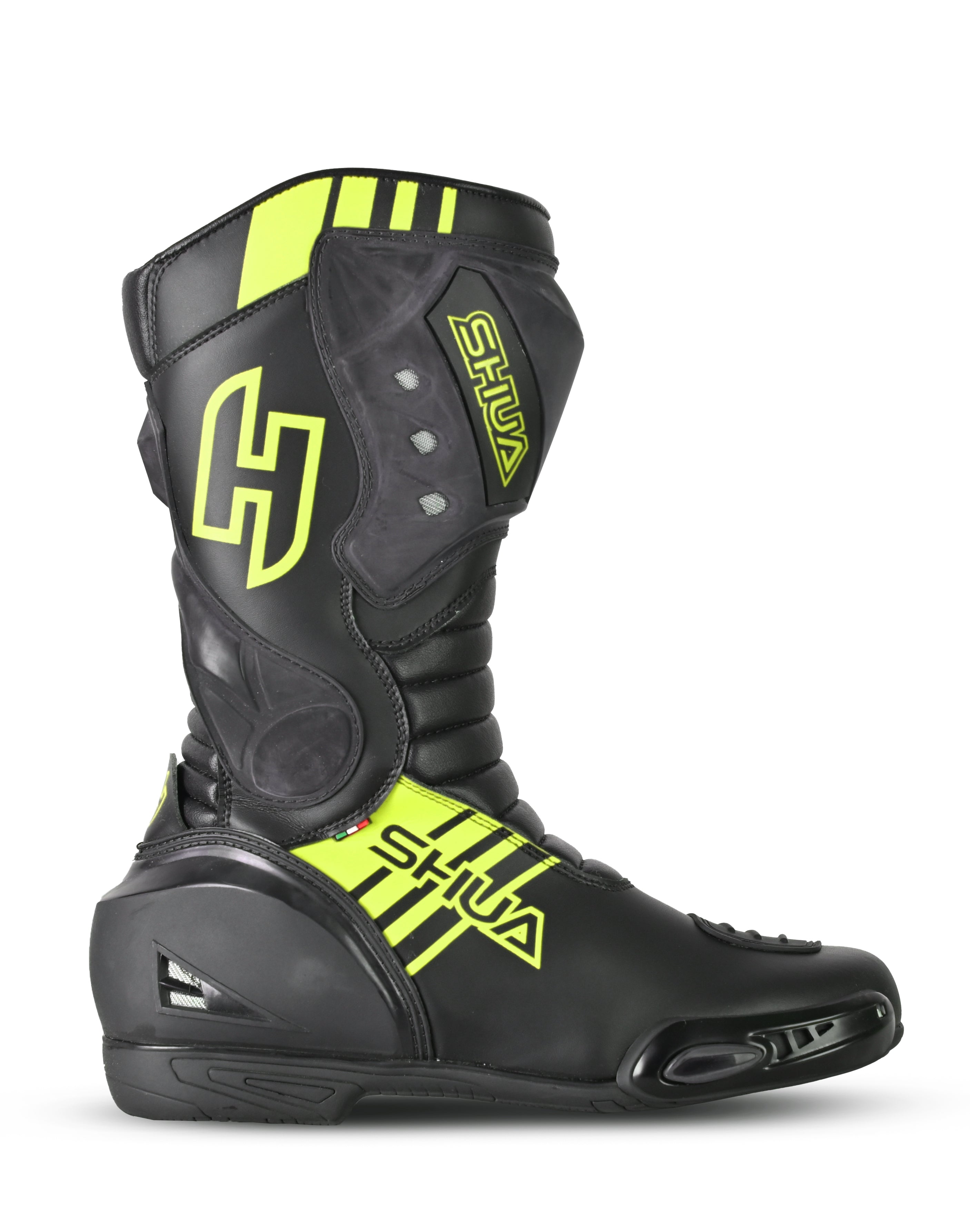 SHUA - Super Tech Leather Boots Black/Fluor Yellow - SECURTEX MOTOR SL (t/a MaximoMoto)