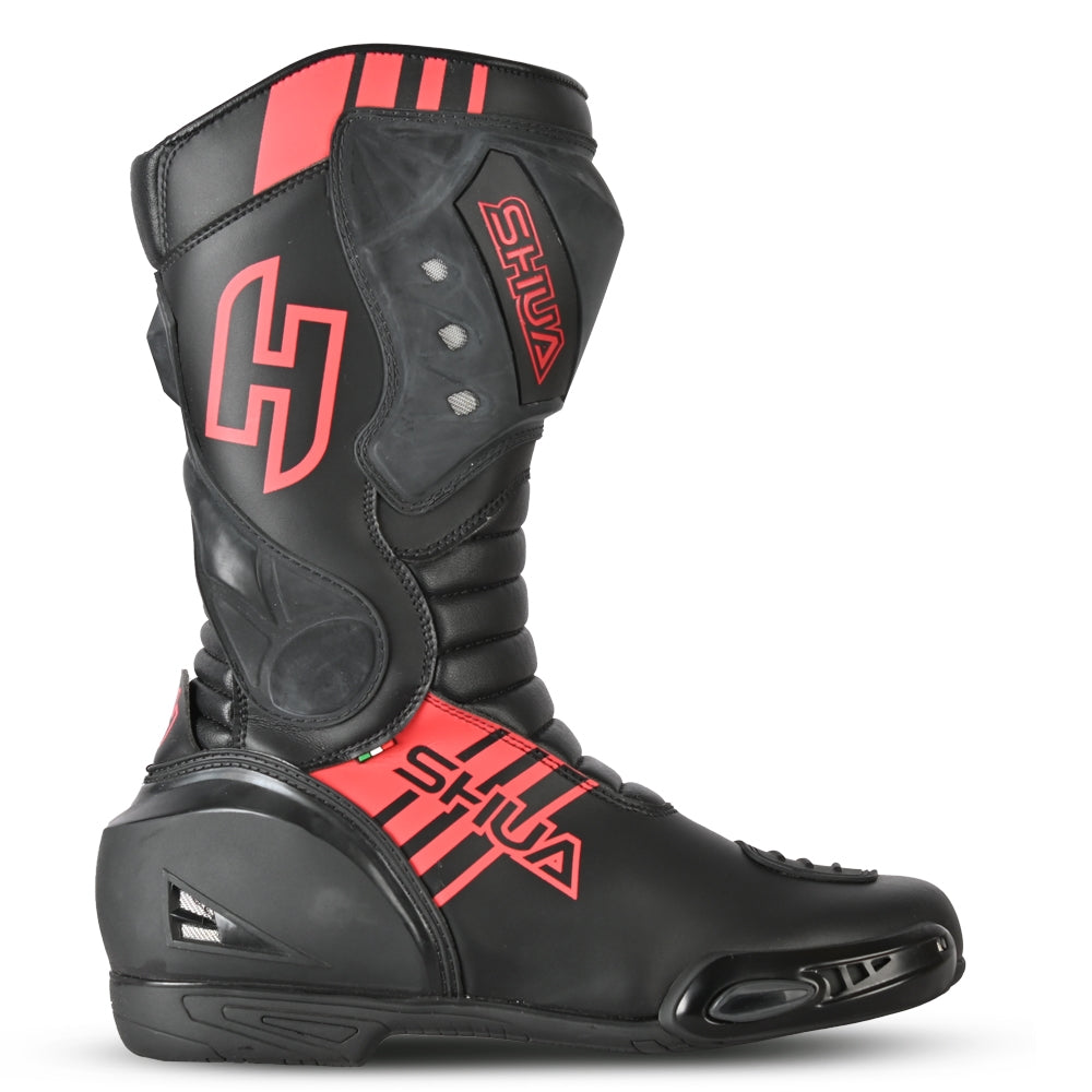 SHUA - Super Tech Leather Boots Black/Red - SECURTEX MOTOR SL (t/a MaximoMoto)