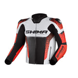 SHIMA STR 2.0 MOTORCYCLE LEATHER JACKET RED FLUO