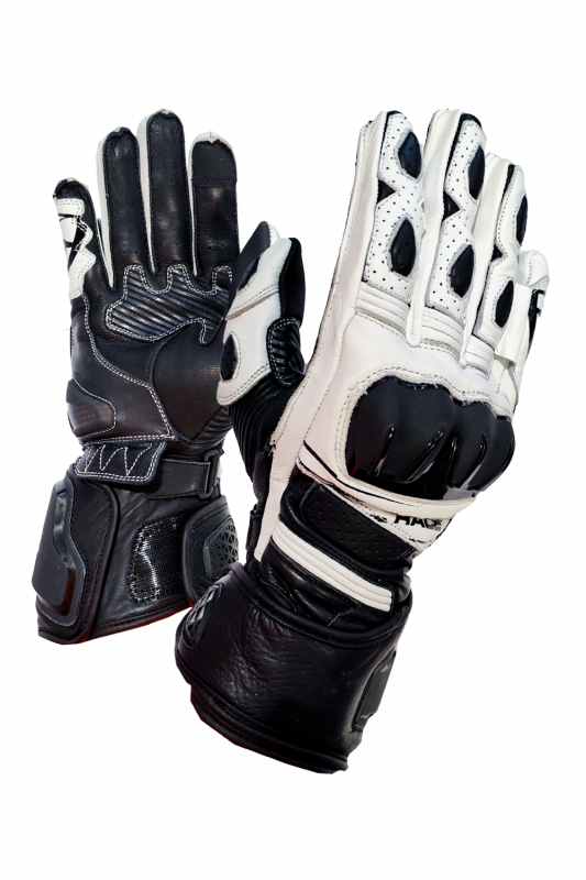 MUGENRACE LINEA SPORT Moto Cuero Guantes Blanco Negro