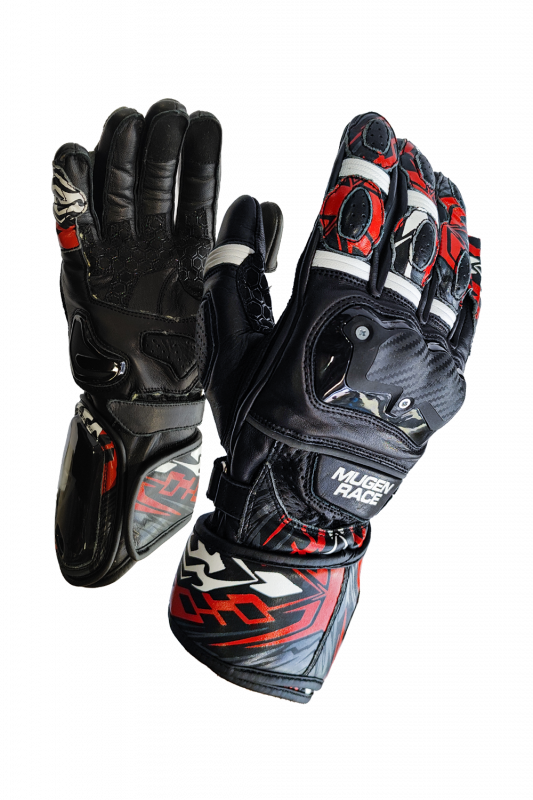 MUGENRACE MOONE SPORT Moto Cuero Guantes Negro Rojo